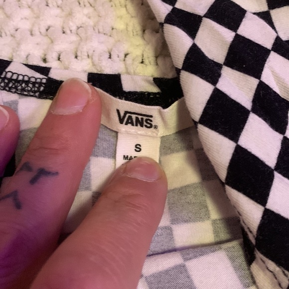 VANS “50th Anniversary” iconic blk + white checkered scoon neck bodysuit - Picture 5 of 6